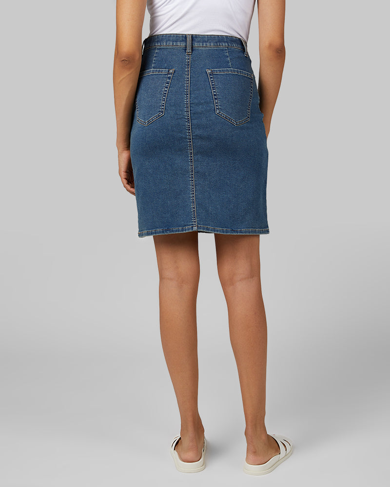 WOMEN'S STRETCH COMFORT JEAN SKIRT - Image 4