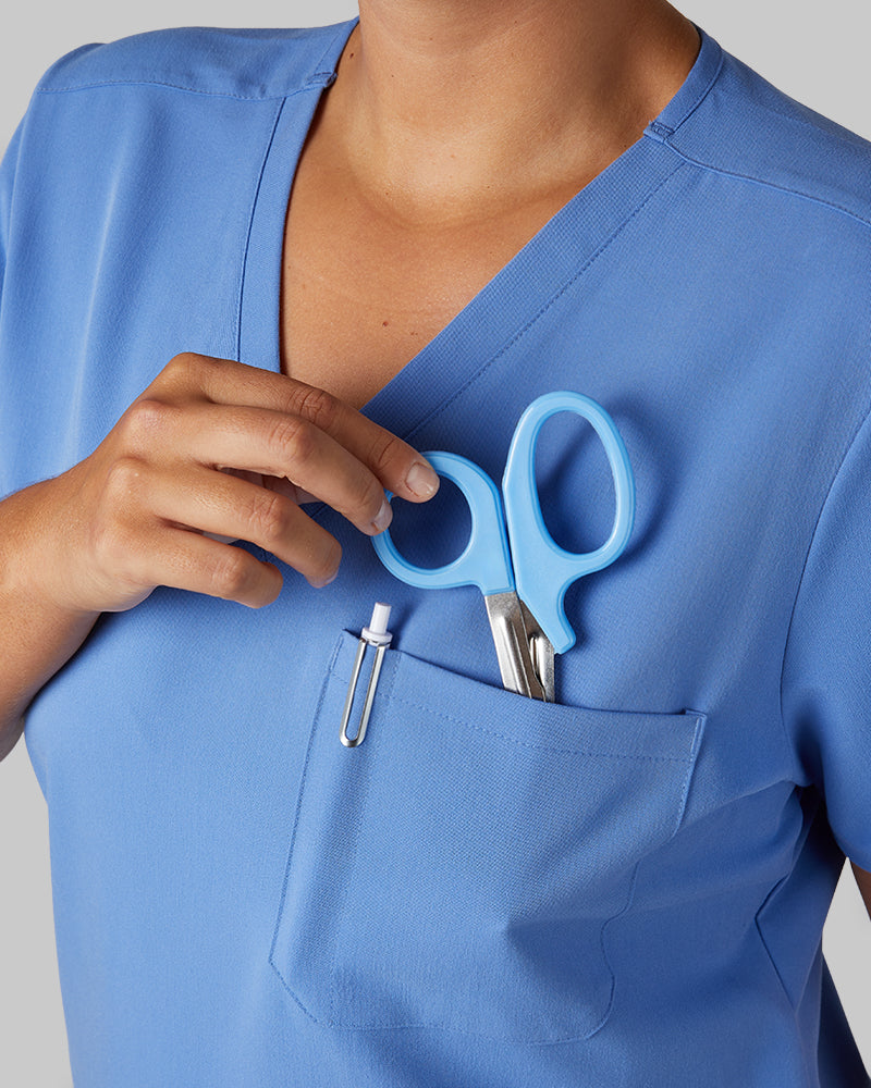 WOMEN'S CHEST POCKET V-NECK SCRUB TOP - Image 52