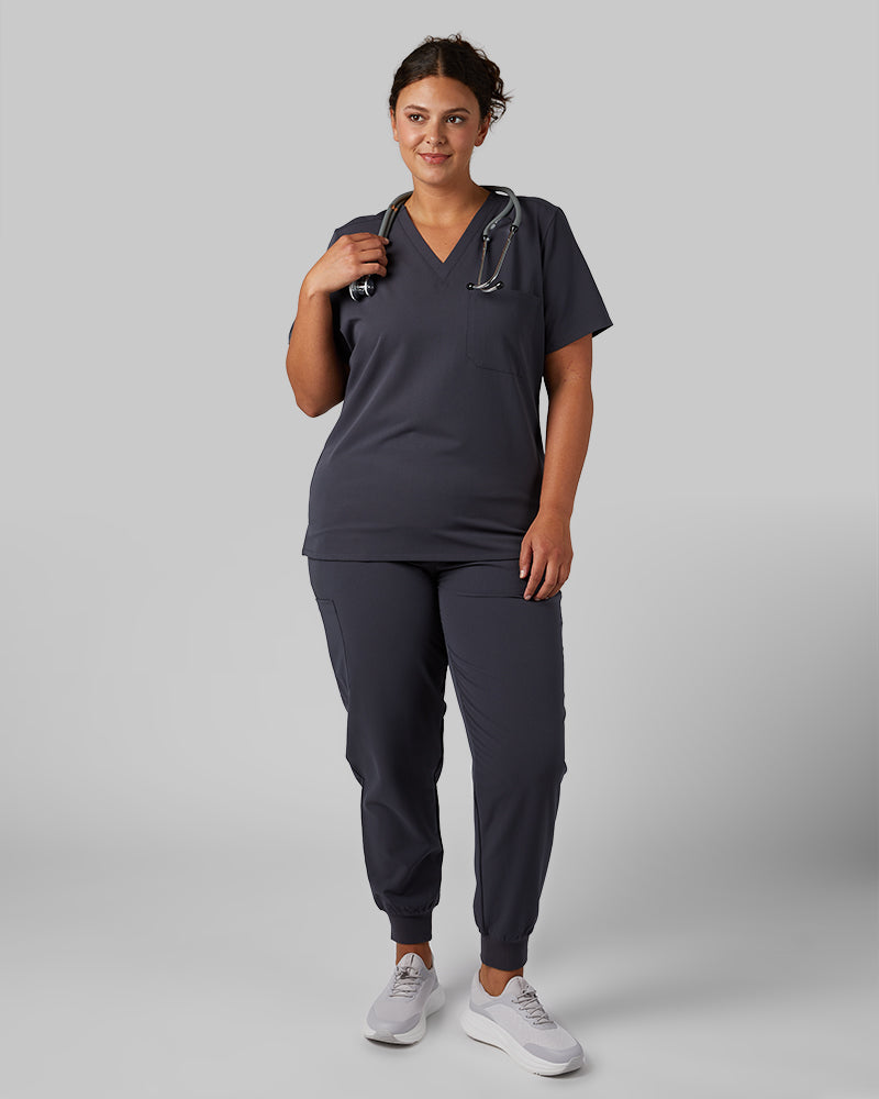 WOMEN'S CHEST POCKET V-NECK SCRUB TOP - Image 118