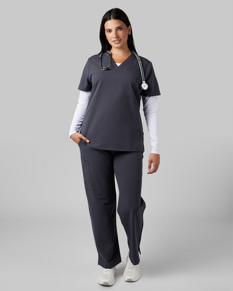 WOMEN'S CHEST POCKET V-NECK SCRUB TOP - Image 110