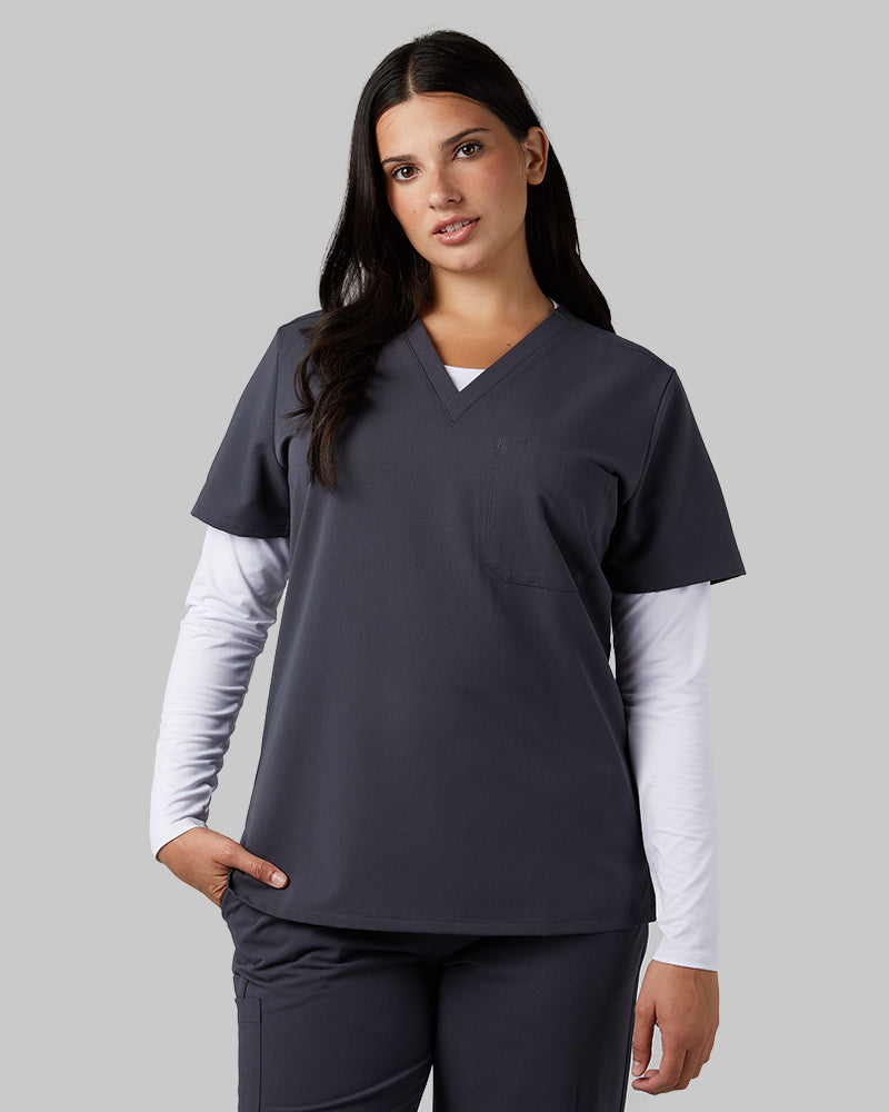 WOMEN'S CHEST POCKET V-NECK SCRUB TOP - Image 105
